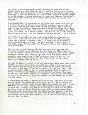 Letter From Ray Jasper, Who Is About to Be Executed