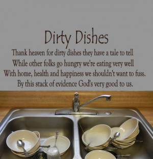 Kitchen Wall Decal Dirty Dishes vinyl lettering quote