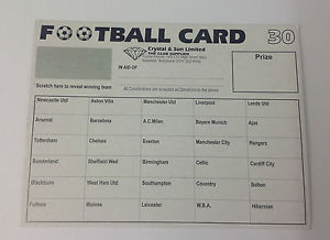 25 x 30 TEAM FOOTBALL FUNDRAISING SCRATCH CARDS GREAT QUALITY