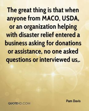 from MACO, USDA, or an organization helping with disaster relief ...