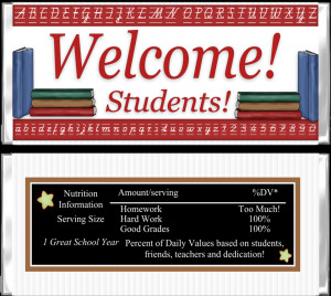 Welcome Students Candy Wrapper
