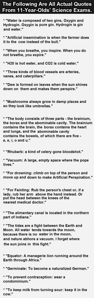 18 Actual Quotes From 11-Year-Olds’ Science Exams. #12 Is Gold.