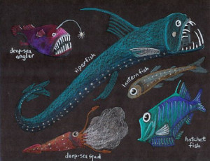 Ellen McHenry's Basement Workshop:::Glow-in-the-dark deep sea fish art ...