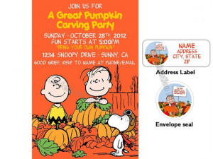 Charlie Brown Great Pumpkin Custom Halloween or Birthday Invitations w ...
