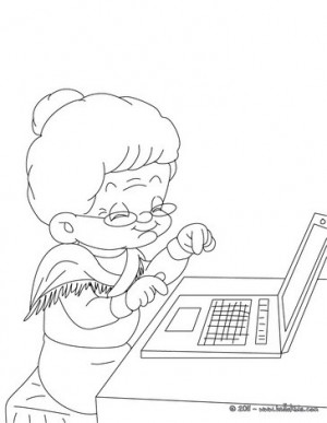 Grandma Surfing On The Internet Coloring Page