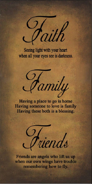 Faith Family Friends Gold Primitive Framed Quote 10x16