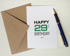 Happy 29th birthday again funny birthday card green black modern print