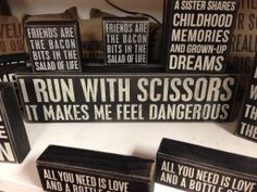 run with scissors, it makes me feel dangerous- hairdresser's plaque ...