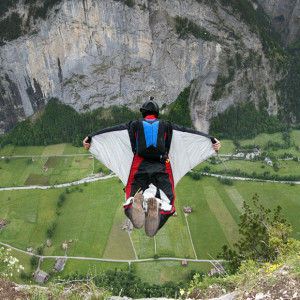 Base jump with wing suit by the UK Pro BASE team from Lauterbrunnen ...