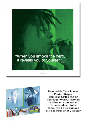 BOB-MARLEY-FRAMED-ART-PRINT-POSTER-HERB-QUOTE-SIZE-16-x-16