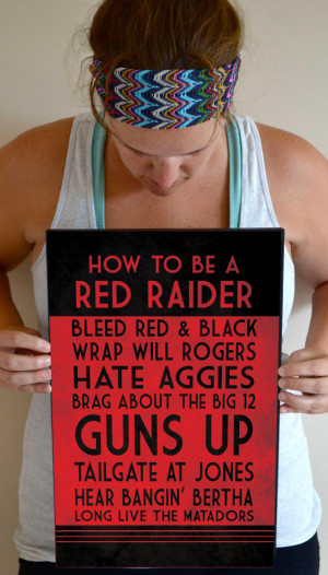 Texas Tech Art Print, Texas Tech Quote Poster Sign, Red Raiders ...