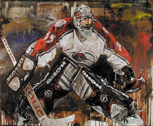 Patrick Roy, Oil on Board. Dimensions 37.5 x 46