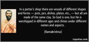 In a potter's shop there are vessels of different shapes and forms ...