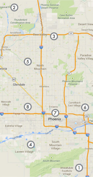 Ranking map of auto insurance prices in Phoenix