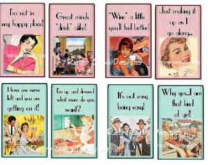 RETRO ladies with attitude and sass y sayings large TAGS set of 8 ...