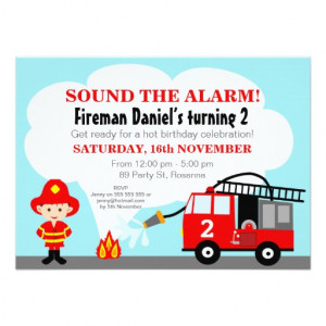 Fireman And Fire Engine Birthday Party Invitation 11 Cm X 16 Cm ...