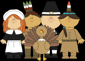 Pilgrims and Indians and a Turkey Clip Art - Pilgrims and Indians ...