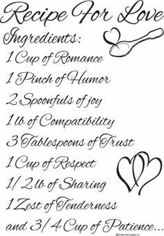 Wall Decals Recipe For Love Quote Cute