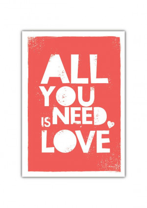 BUY 2 Get 1 Free All You Need is LOVE CORAL Quote Art Print ...