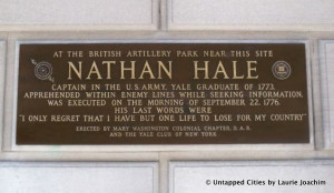 Nathan Hale Quote I Only Regret Plaque to nathan hale on 65th