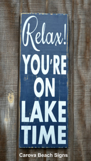 Lake House Decor - Lake Sign - On Lake Time - Lake Cabin Cottage ...