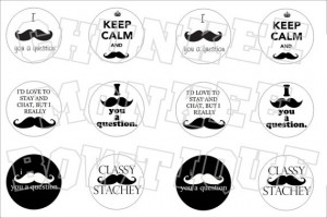 Mustache Sayings bottlecap image sheet