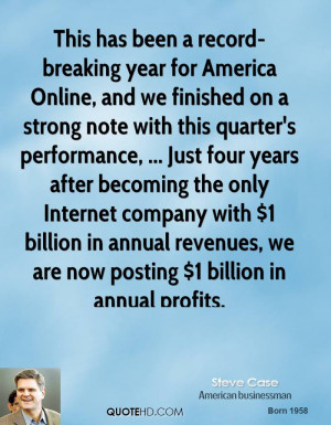 This has been a record-breaking year for America Online, and we ...