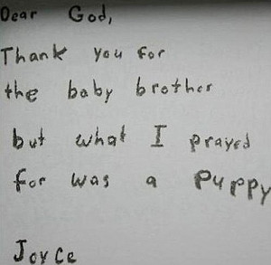 letter to God proves that one older sister was a little disappointed ...