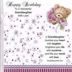 Birthday Wishes For Granddaughter Granddaughter It's your birthday ...