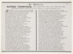 ... ephemera from Alfred Lord Tennyson's funeral [page: single sheet