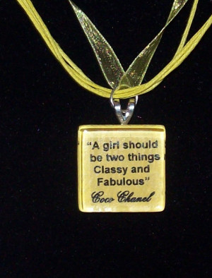 Coco Chanel Quote Yellow Necklace, Mothers Day