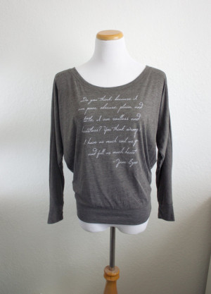 Jane Eyre Quote Long Sleeve Literary Shirt- Charlotte Bronte Quote ...