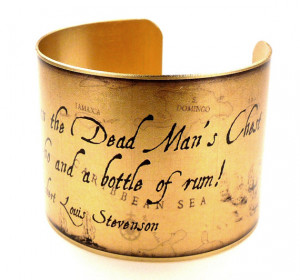 Treasure Island Quote Brass Cuff Bracelet, Pirate Map, Literary ...
