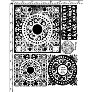 Scroll Tiles Inverse and Quotes Unmounted Rubber Sheet