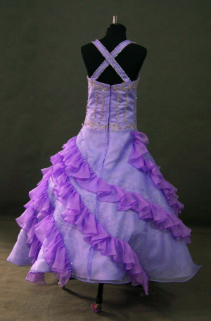 Purple Satin Pageant Dress With...