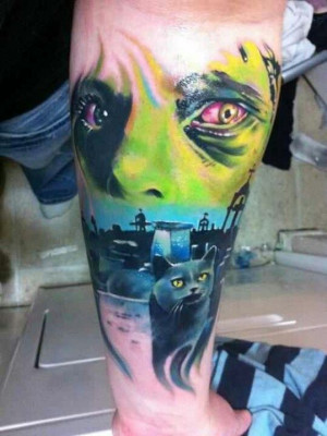 Bright colors on this Pet Sematary tattoo.