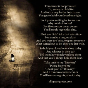 Tomorrow is not promised - In Loving Memory Poem Cards