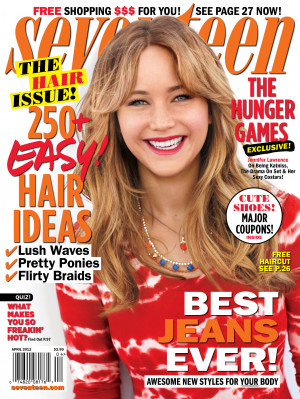 Jennifer Lawrence covers April issue of Seventeen magazine