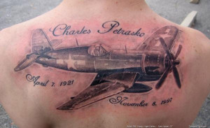 You can find in this post a pin up tattoo and some fighting airplanes.