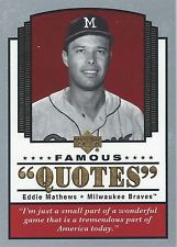 2004 Upper Deck FAMOUS QUOTES set DIMAGGIO MICKEY MANTLE CAL RIPKEN ...