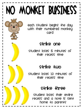 No Monkey Business Behavior Cards