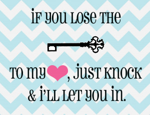 And never forget, that if you lose the key to my heart, just knock and ...