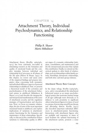 ... of parents and young children (Bowlby, 1979), adult attachment theory