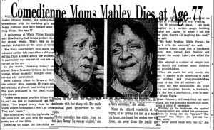 Comedienne moms mabley dies at age 77. (1975, May 24). The Washington ...