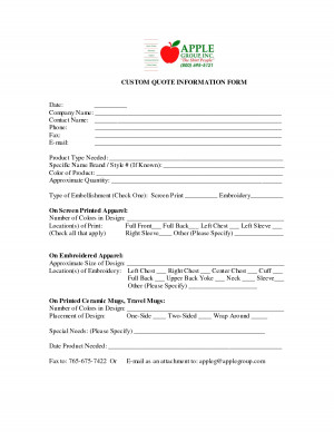 Screen Printing Work Order Form
