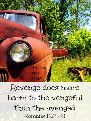 ... revenge...Do not be overcome by evil, but overcome evil with good