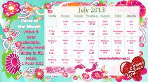 Godly Woman Daily Calendar - July 2013 - Printable Version