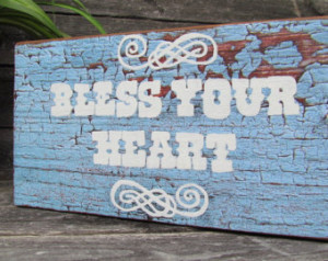 Bless Your Heart Wooden Bock Sign C ustomizeable Mantel Decor Southern ...