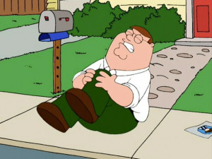 Peter hurts his knee on Family Guy.
