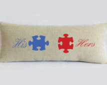 his and hers burlap body pillow, 20 x54 body pillowcase, Mr and Mrs ...